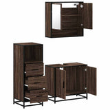 3 Piece Bathroom Furniture Set Brown Oak Engineered Wood 3301039