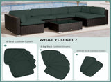 Garden Rattan Sofa Cushion Polyester Cover Replacement Outdoor- No Cushion Included, Dark Grey T3398P314188