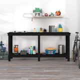 Work Bench Black 180x50x80 cm Solid Wood Pine 822515