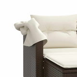 Garden Sofa 2-Seater with Canopy and Stools Brown Poly Rattan 365782