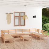 10 Piece Garden Lounge Set Solid Wood Pine 3083419