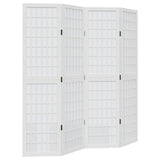 Room Divider 4 Panels White Solid Wood Paulownia 358785