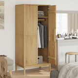 Wardrobe "FLORO" Wax Brown 77x53x171 cm Solid Wood Pine 374005