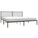 ZNTS Metal Bed Frame without Mattress with Headboard Black 200x200cm 350871