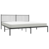 ZNTS Metal Bed Frame without Mattress with Headboard Black 200x200cm 350871