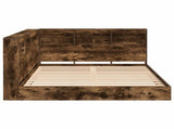 Bookcase Bed with Shelf Smoked oak 140 x 200 cm Engineered Wood 3335732