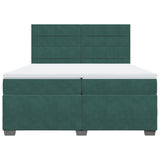 Box Spring Bed with Mattress Dark Green 200x200 cm Velvet 3291005