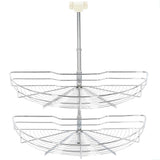50972 2-Tier Kitchen Wire Basket Silver 180 Degree 75x38x80 cm