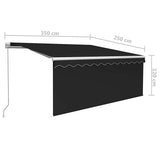 3069284 Manual Retractable Awning with Blind&LED 3,5x2,5m Anthracite