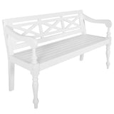 Batavia Bench 123 cm Solid Mahogany Wood White 337077