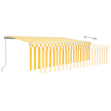 Manual Retractable Awning with Blind&LED 5x3m Yellow&White 3069343