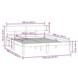Bed Frame Pine Solid Pinewood Double Durable Bed Frame 810147