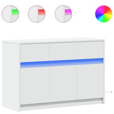TV Cabinet with LED White 91x34x61 cm Engineered Wood 852180