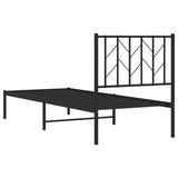Metal Bed Frame without Mattress with Headboard Black 75x190cm 374427