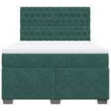 Box Spring Bed with Mattress Dark Green 140x190 cm Velvet 3290915