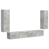 TV Wall Cabinet Set 4 pcs Concrete Grey Engineered Wood 3408928