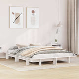 Bed Frame without Mattress White 150x200 cm King Size Solid Wood Pine 850657