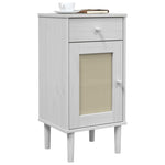 ZNTS Bedside Cabinet SENJA Rattan Look White 40x35x80 cm Solid Wood Pine 358017