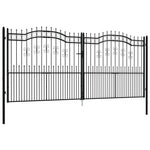 ZNTS Fence Gate with Spear Top Black 406x223 cm Powder-coated Steel 151103