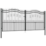 ZNTS Fence Gate with Spear Top Black 406x223 cm Powder-coated Steel 151103