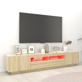 TV Cabinet with LED Lights Sonoma Oak 200x35x40 cm 3081909