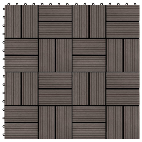 22 pcs Decking Tiles 30x30 cm 2 sqm WPC Dark Brown 277810
