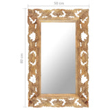 Hand Carved Mirror Brown 80x50 cm Solid Mango Wood 321639