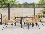 Garden Dining Set 5 pcs Brown Poly Rattan 3380849