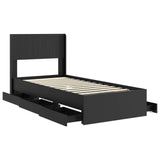 Bed Frame with Storage and Headboard Black 75 x 190 cm 3414348