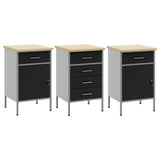 Work Cabinet with Drawer 3 pcs Black and Grey 150 x 55 x 85 cm 3321370