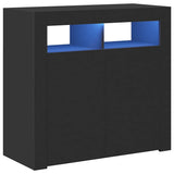 804329 Sideboard with LED Lights Black 80x35x75 cm