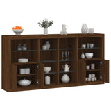 Sideboard with LED Lights Brown Oak 202x37x100 cm 3209190