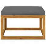 Footrest with Dark Grey Cushion Solid Wood Acacia 318557