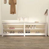 Shoe Bench White 160x36.5x50 cm Solid Wood Pine 821725