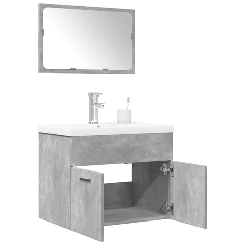 ZNTS 3 Piece Bathroom Furniture Set Concrete Grey Engineered Wood 3324862