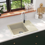 Kitchen Sink with Overflow Hole Oval Beige Granite 147103