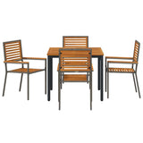 Garden Dining Set 5 pcs Grey and Brown Poly Rattan 3365494