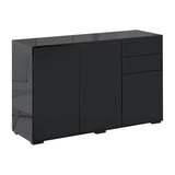 High Gloss Side Cabinet, Push-Open Design with 2 Drawers and 2 Cabinets for Living Room, 74H 117W T3398P423897