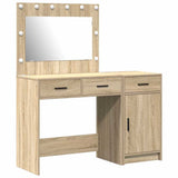 Dressing Table with Mirror Lights 2 pcs Brown Engineered wood 3334229