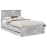 Bed Frame with Drawer Concrete Grey 120 x 190 cm Engineer Wood 3409478