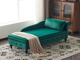 Velvet Chaise Lounge Sofa with Storage, Upholstered Chaise lounge Couch with Pillow for Living Room, N652P201198N