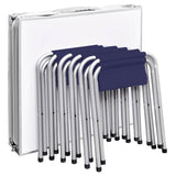 Foldable Camping Table Set with 6 Stools Height Adjustable 180x60cm 41329