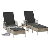 Sun Lounger 2-person 3 pcs Light Grey and Dark Grey Poly Rattan 365437