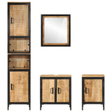 4 Piece Bathroom Furniture Set Iron and Solid Wood Mango 3217116