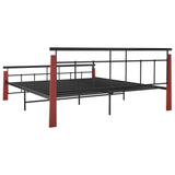 Bed Frame without Mattress Metal and Solid Oak Wood 180x200 cm Super King 324895