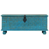 246479 Storage Chest Solid Mango Wood Blue 100x40x41 cm