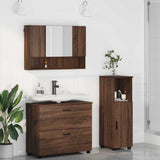 Bathroom Furniture Set with Drawer with Shelf 3 pcs Brown Oak 3393030