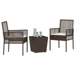 Garden Bistro Set 3 pcs Brown Poly rattan 3334956