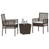 Garden Bistro Set 3 pcs Brown Poly rattan 3334956