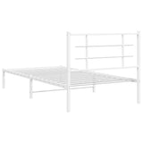 Metal Bed Frame without Mattress with Headboard White 107x203cm 355606